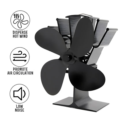 Fireplace Fan with Heat Powered Operation for Heat Distribution Support