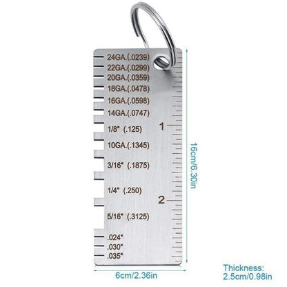 Dual Purpose Metal and Wire Thickness Measuring Tool for Welding Projects