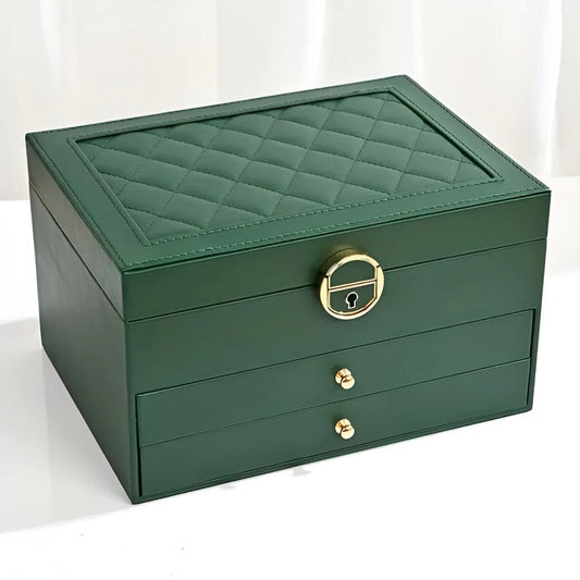Tiered Jewelry Organizer Box with Multi-Compartment Display Storage