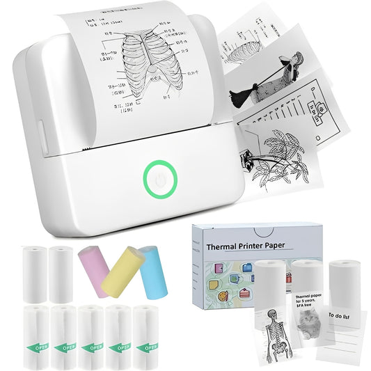 Inkless Thermal Sticker Printer with Bluetooth, Portable Photo Printer