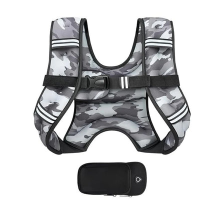 Multi Pocket Weighted Fitness Vest with Adjustable Straps and Removable Storage Pouch