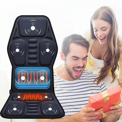 Heated Back Massager Cushion with Vibration and Lumbar Support