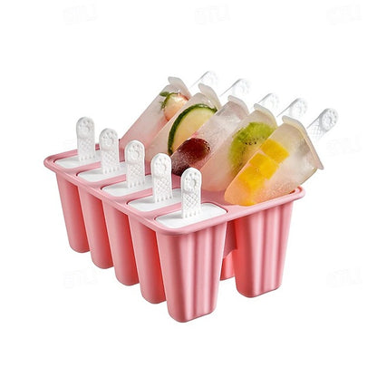 Silicone Freezer Pop Mold Set with Reusable Sticks for Homemade Ice Cream and Juice Bars