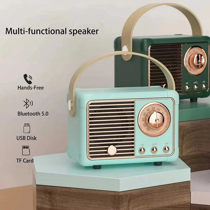 Retro Design Portable Bluetooth Speaker with Built In Bass Driver