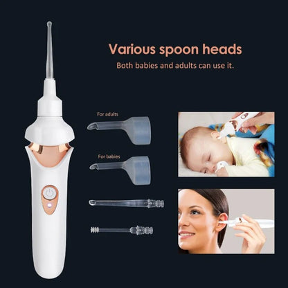 Rechargeable Ear Wax Support Cleaner with Low Noise Motor and Soft Silicone Tips