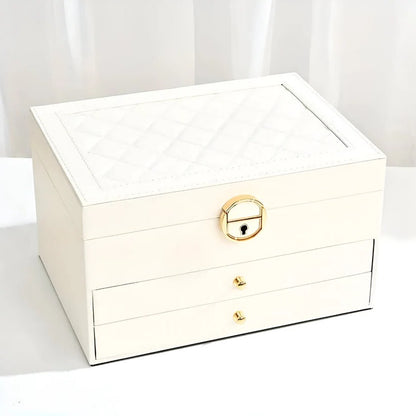 Tiered Jewelry Organizer Box with Multi-Compartment Display Storage