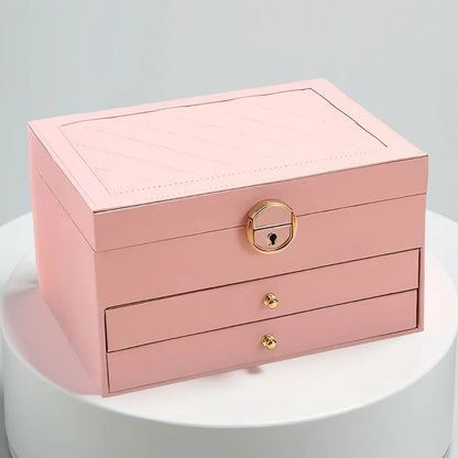 Tiered Jewelry Organizer Box with Multi-Compartment Display Storage