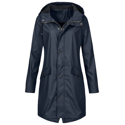 Womens Waterproof Hooded Rain Jacket with Lightweight Construction