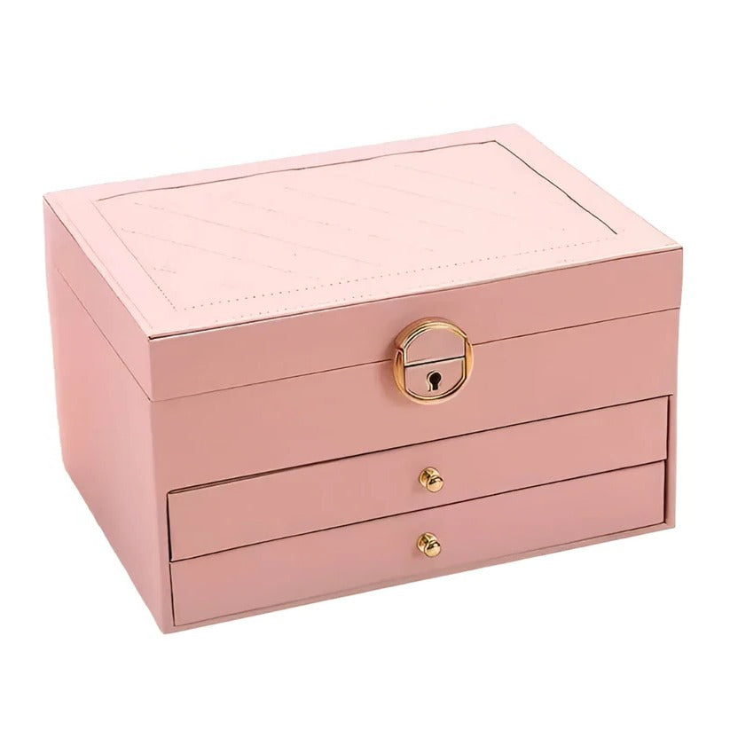 Tiered Jewelry Organizer Box with Multi-Compartment Display Storage