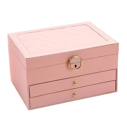 Tiered Jewelry Organizer Box with Multi-Compartment Display Storage