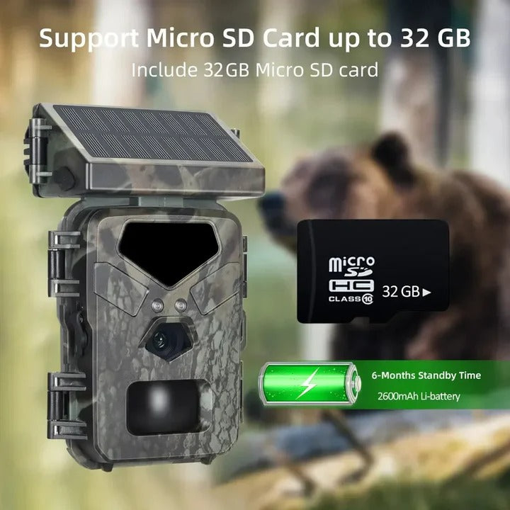 Solar Powered Wildlife Camera with Night Vision and PIR Motion Sensor