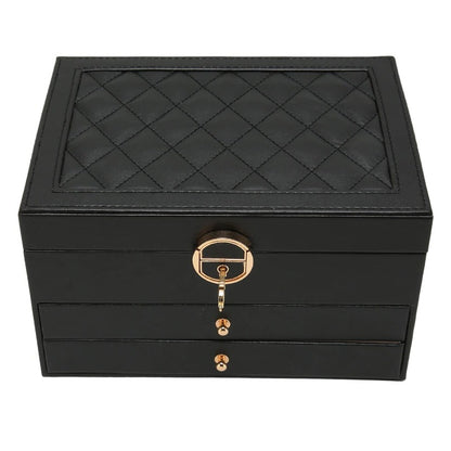Tiered Jewelry Organizer Box with Multi-Compartment Display Storage
