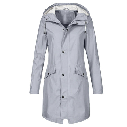 Womens Waterproof Hooded Rain Jacket with Lightweight Construction