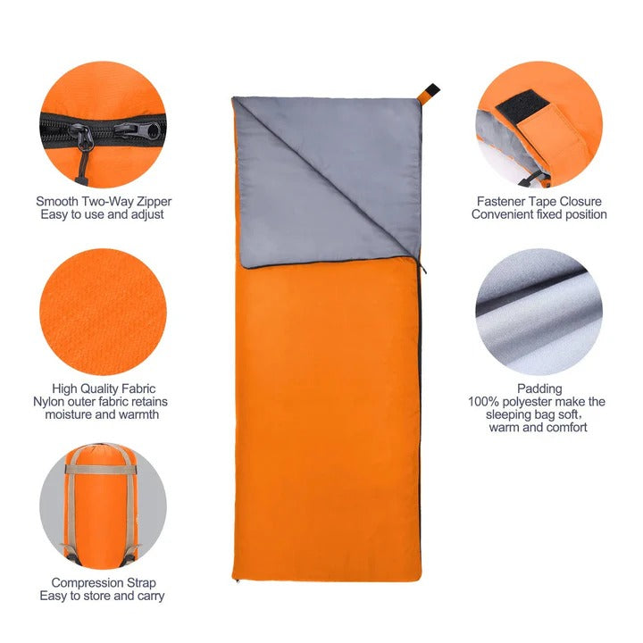Lightweight Sleeping Bag with Compression Sack for Camping Travel