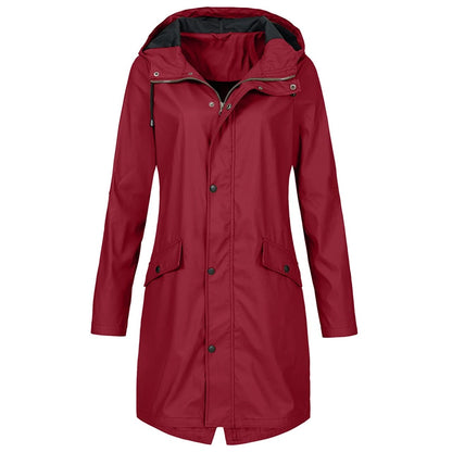 Womens Waterproof Hooded Rain Jacket with Lightweight Construction