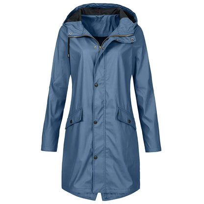 Womens Waterproof Hooded Rain Jacket with Lightweight Construction