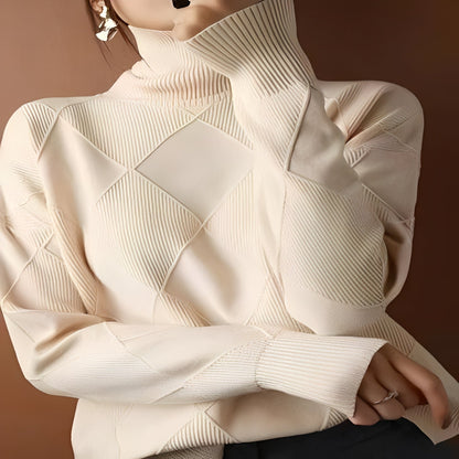 Cashmere Womens Oversized Pullover with Textured Diamond Stitch Detail