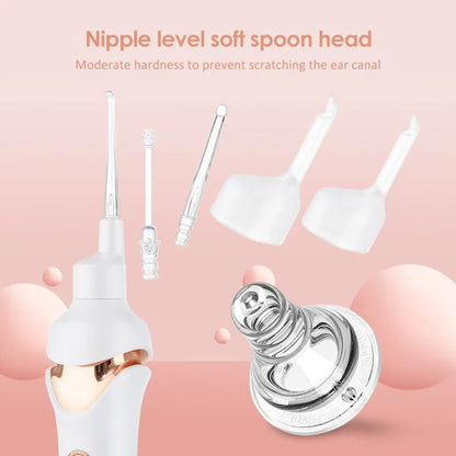 Rechargeable Ear Wax Support Cleaner with Low Noise Motor and Soft Silicone Tips