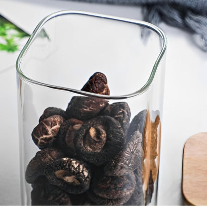 Glass Storage Jar with Bamboo Lid, Minimalist Design