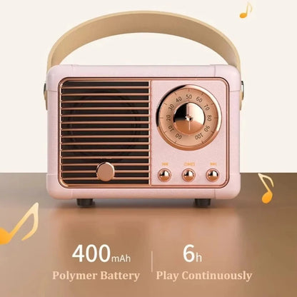 Retro Design Portable Bluetooth Speaker with Built In Bass Driver