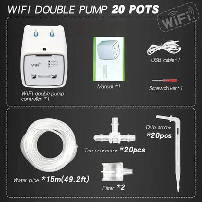 WiFi Smart Plant Watering System with 20 Drip Ports