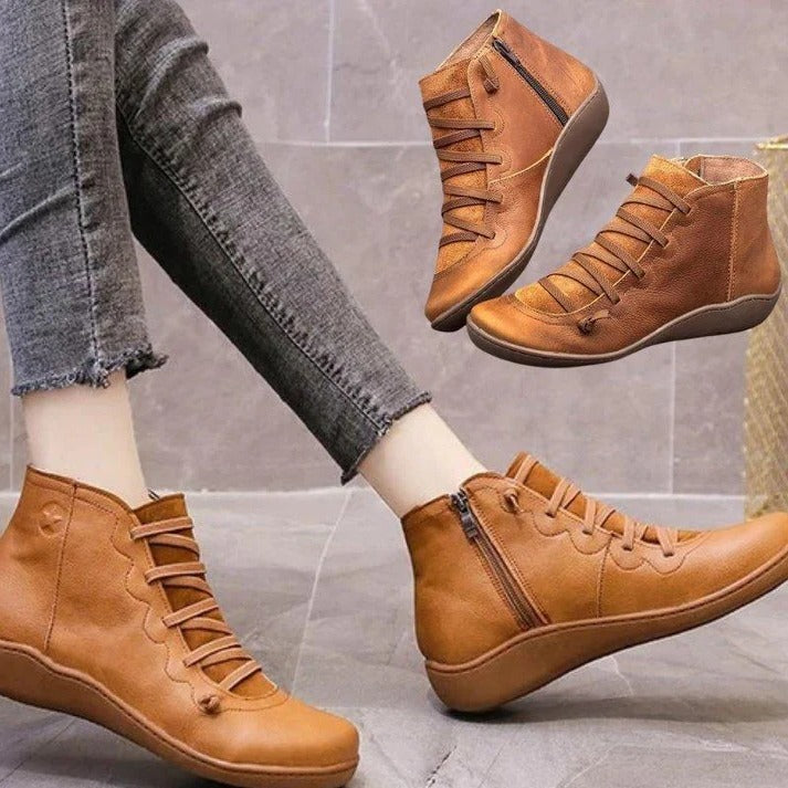 Side-Zip Ankle Boots for Women with Round Toe and Block Heel Design