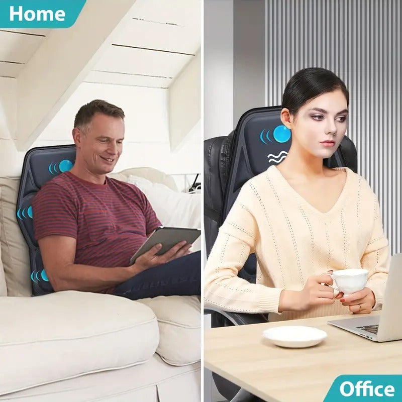 Heated Back Massager Cushion with Vibration and Lumbar Support