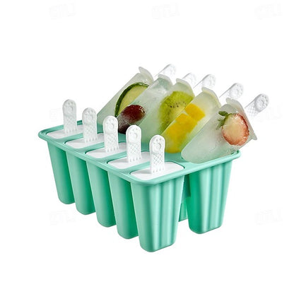 Silicone Freezer Pop Mold Set with Reusable Sticks for Homemade Ice Cream and Juice Bars