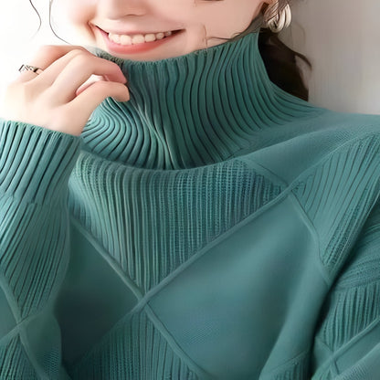 Cashmere Womens Oversized Pullover with Textured Diamond Stitch Detail