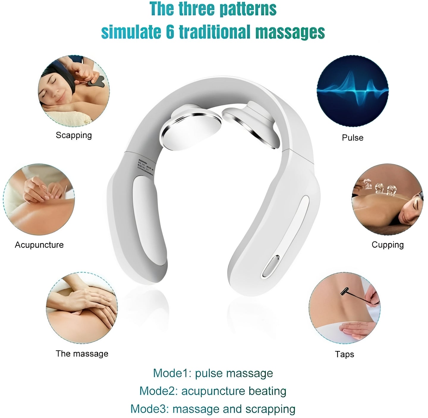Rechargeable Neck Massager with Heat and Adjustable Pulse Modes
