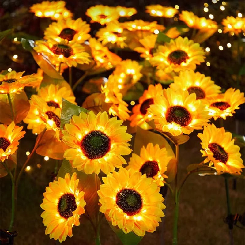 Solar LED Sunflower Garden Stakes with Outdoor Yard Decor