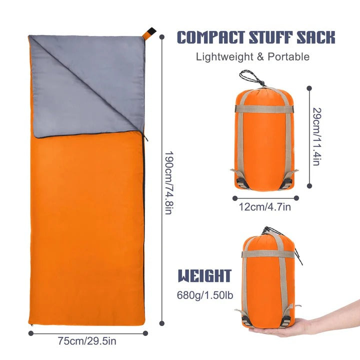 Lightweight Sleeping Bag with Compression Sack for Camping Travel