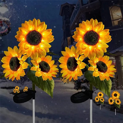 Solar LED Sunflower Garden Stakes with Outdoor Yard Decor