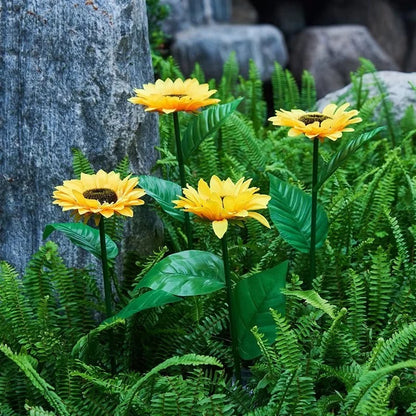 Solar LED Sunflower Garden Stakes with Outdoor Yard Decor