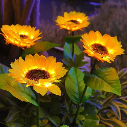 Solar LED Sunflower Garden Stakes with Outdoor Yard Decor