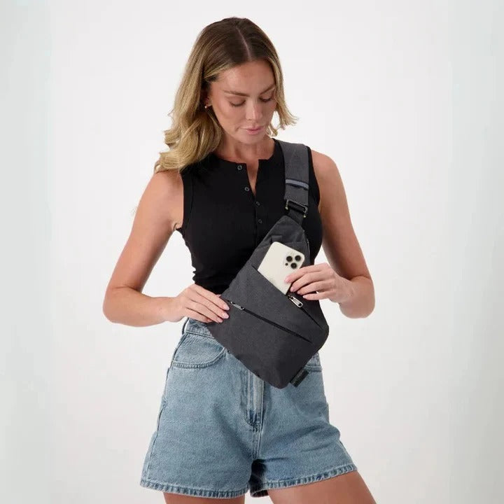 Unisex Water Resistant Crossbody Sling Bag with Anti Theft Zippers and Adjustable Strap