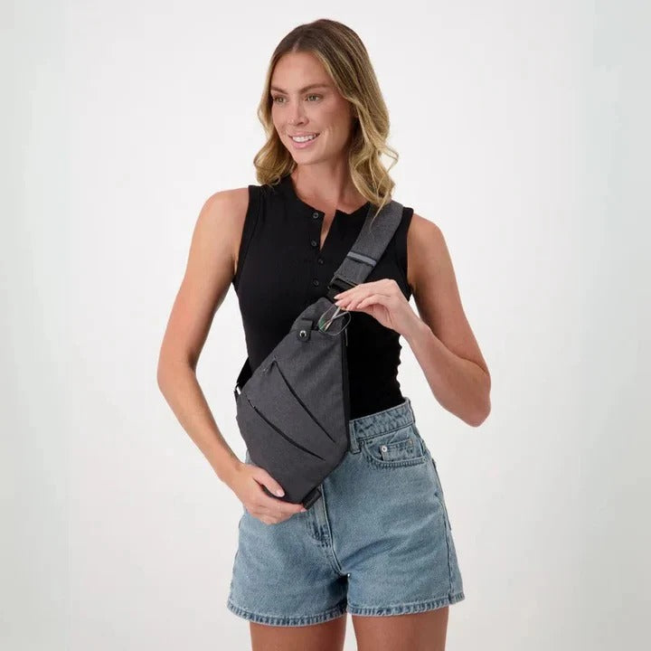 Unisex Water Resistant Crossbody Sling Bag with Anti Theft Zippers and Adjustable Strap