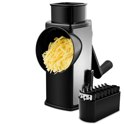 Rotary Grater with Five Interchangeable Blades and Suction Cup Base