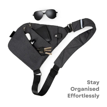 Unisex Water Resistant Crossbody Sling Bag with Anti Theft Zippers and Adjustable Strap