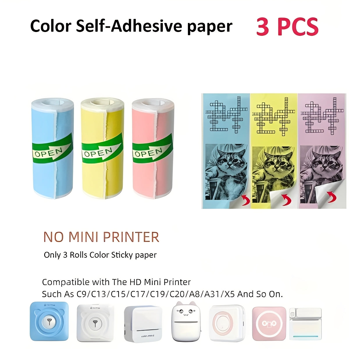 Inkless Thermal Sticker Printer with Bluetooth, Portable Photo Printer