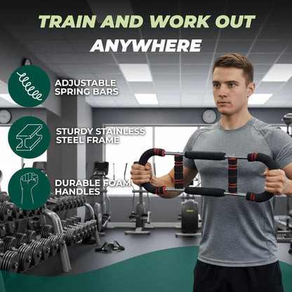 Spring-Loaded Chest Expander with Adjustable Resistance Bars for Strength Building Support