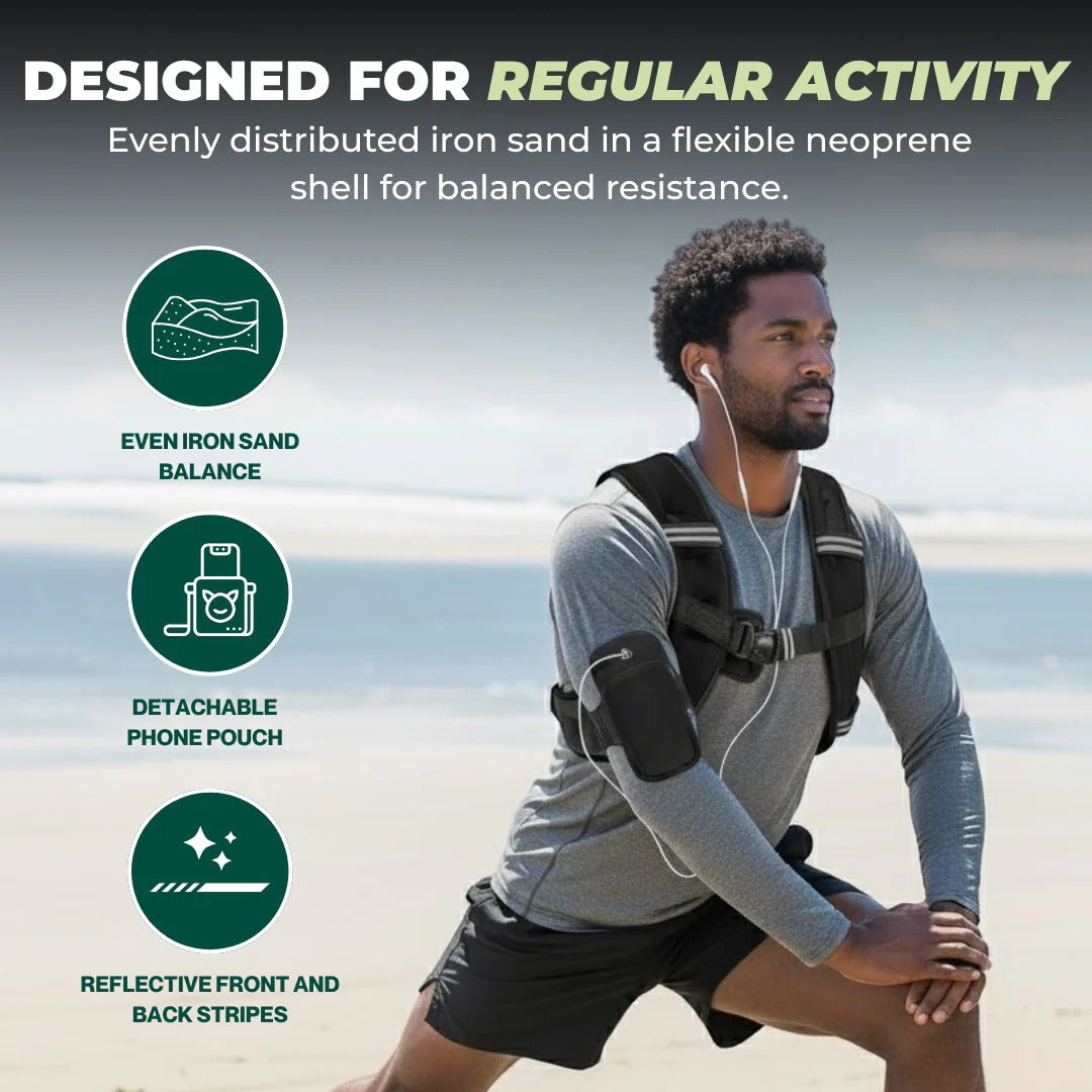 Multi Pocket Weighted Fitness Vest with Adjustable Straps and Removable Storage Pouch