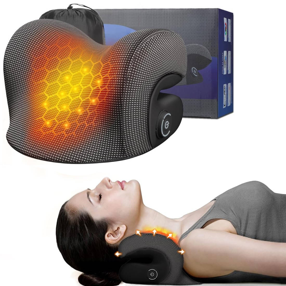 Heated Neck Support Relaxer with Adjustable Warmth and Massage Points