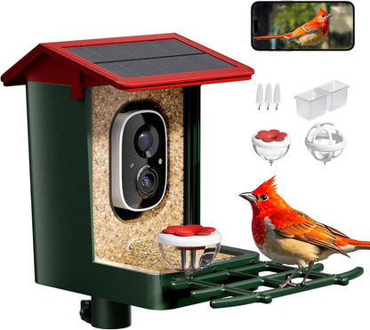 Smart Bird Feeder with Camera, Solar Powered 2K Video