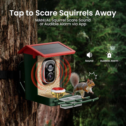 Smart Bird Feeder with Camera, Solar Powered 2K Video