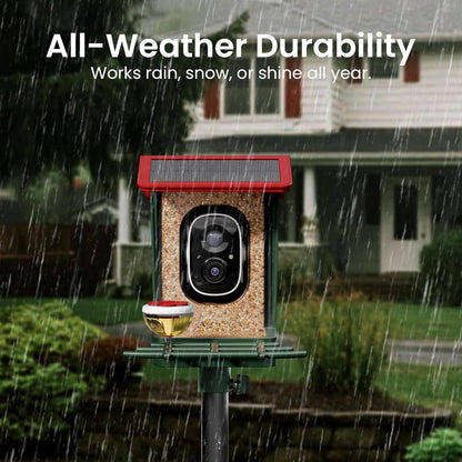 Smart Bird Feeder with Camera, Solar Powered 2K Video