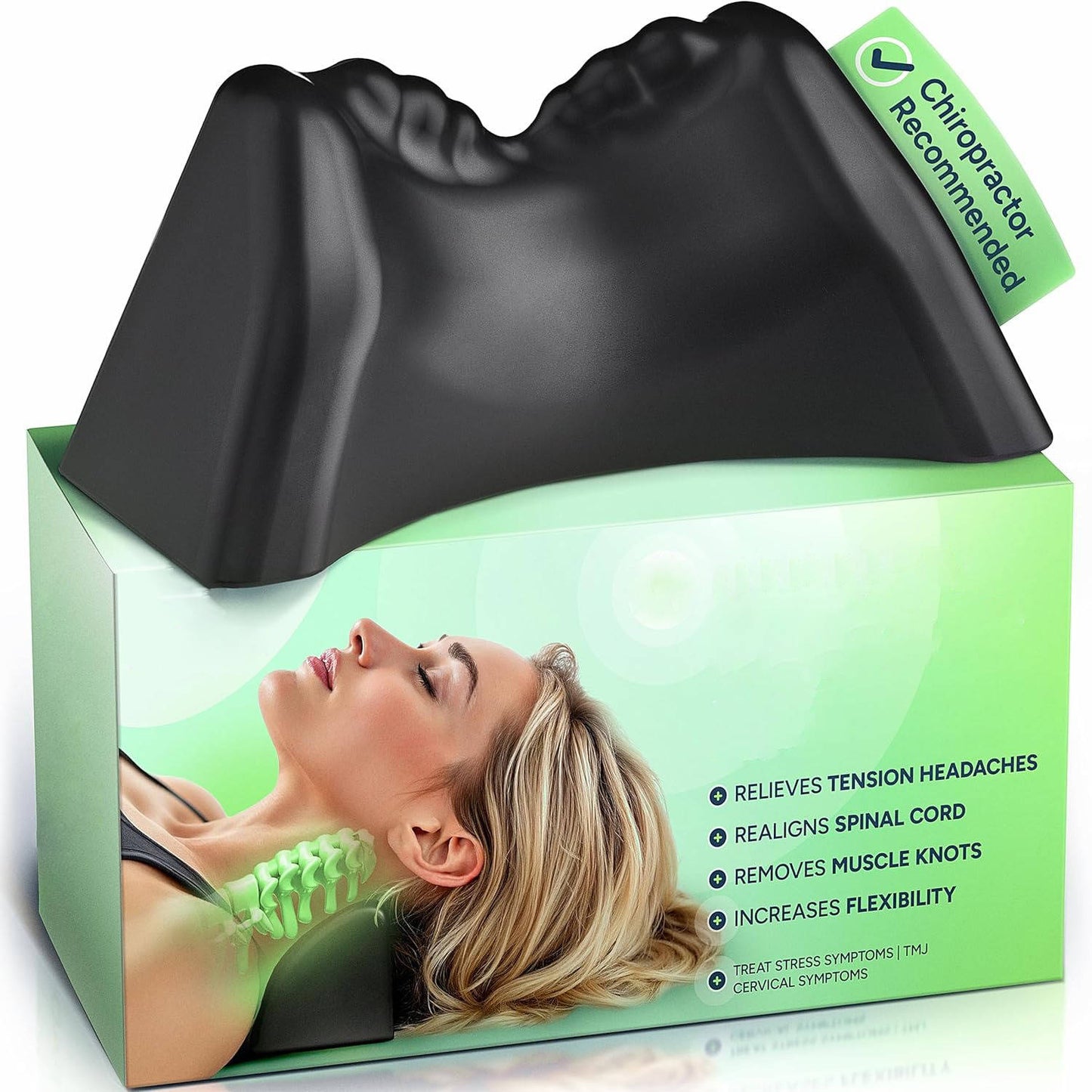 Memory Foam Neck Support Pillow with Raised Contours and Washable Cover