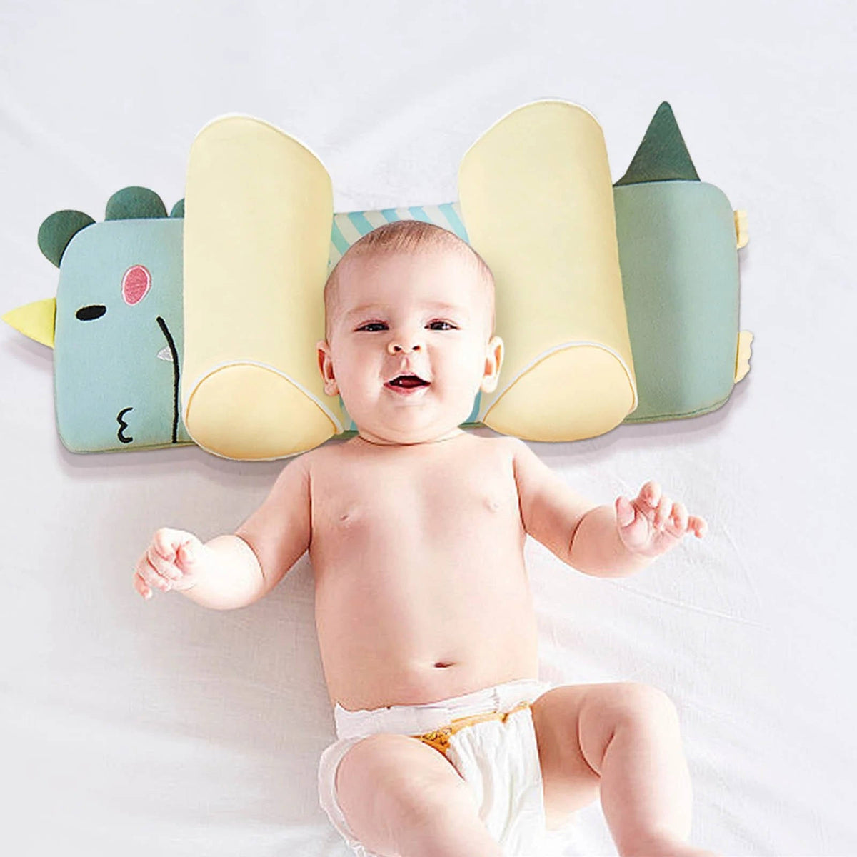 Infant Head Shaping Pillow with Adjustable Side Cushions and Buckwheat Filling