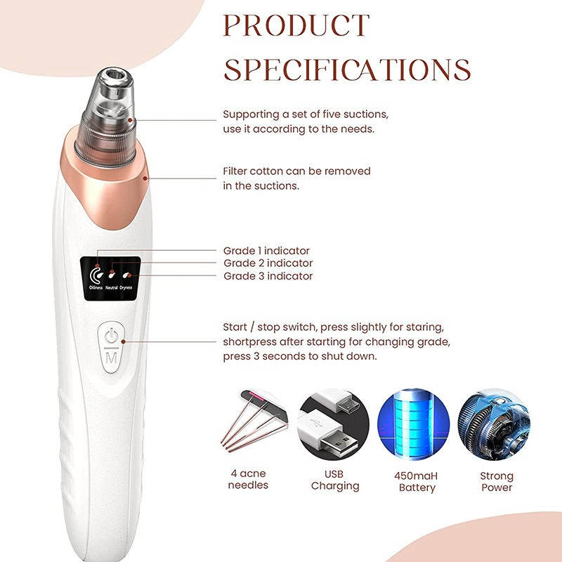 Rechargeable Facial Cleaning Device with Adjustable Suction