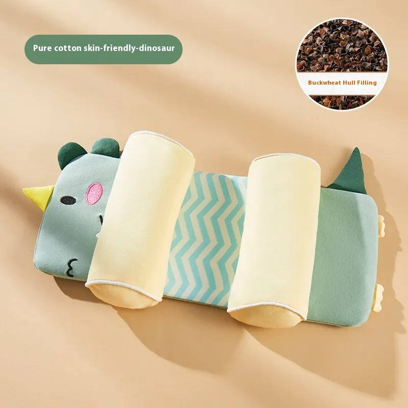 Infant Head Shaping Pillow with Adjustable Side Cushions and Buckwheat Filling